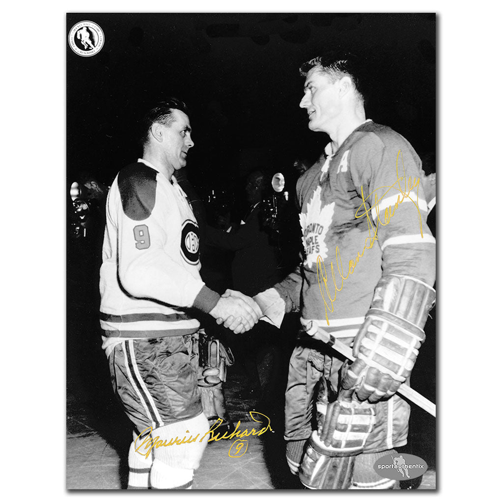 Maurice Richard & Allan Stanley Canadiens vs Maple Leafs HANDSHAKE Dual Autographed 8x10