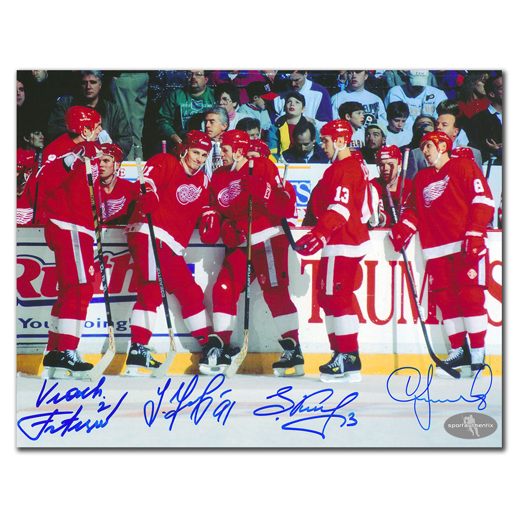Slava Fetisov Sergei Fedorov Slava Kozlov Igor Larionov Detroit Red Wings RUSSIAN 5 Autographed 8x10 - Sport Authentix Inc