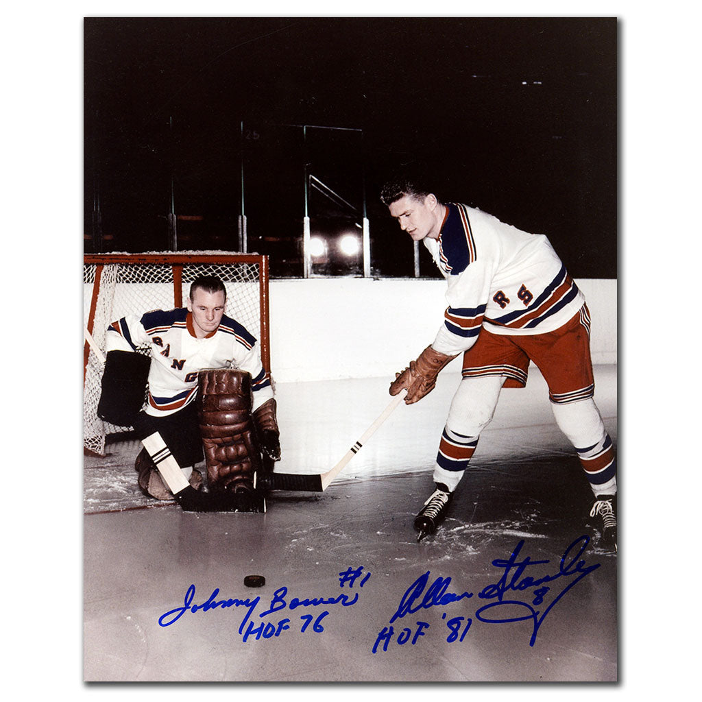 Johnny Bower & Allan Stanley New York Rangers HOF Dual Autographed 8x10 Photo - Sport Authentix Inc