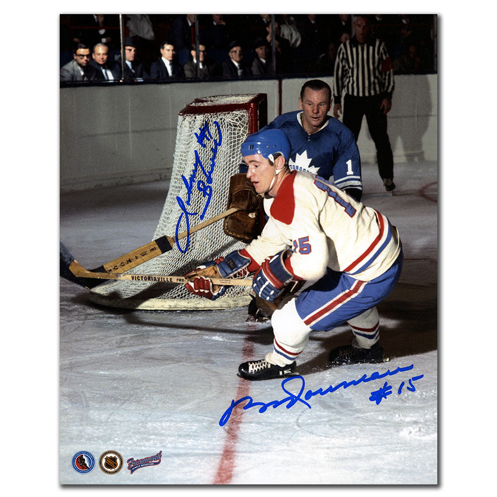 Johnny Bower vs Bobby Rousseau Dual Autographed 8x10 Photo
