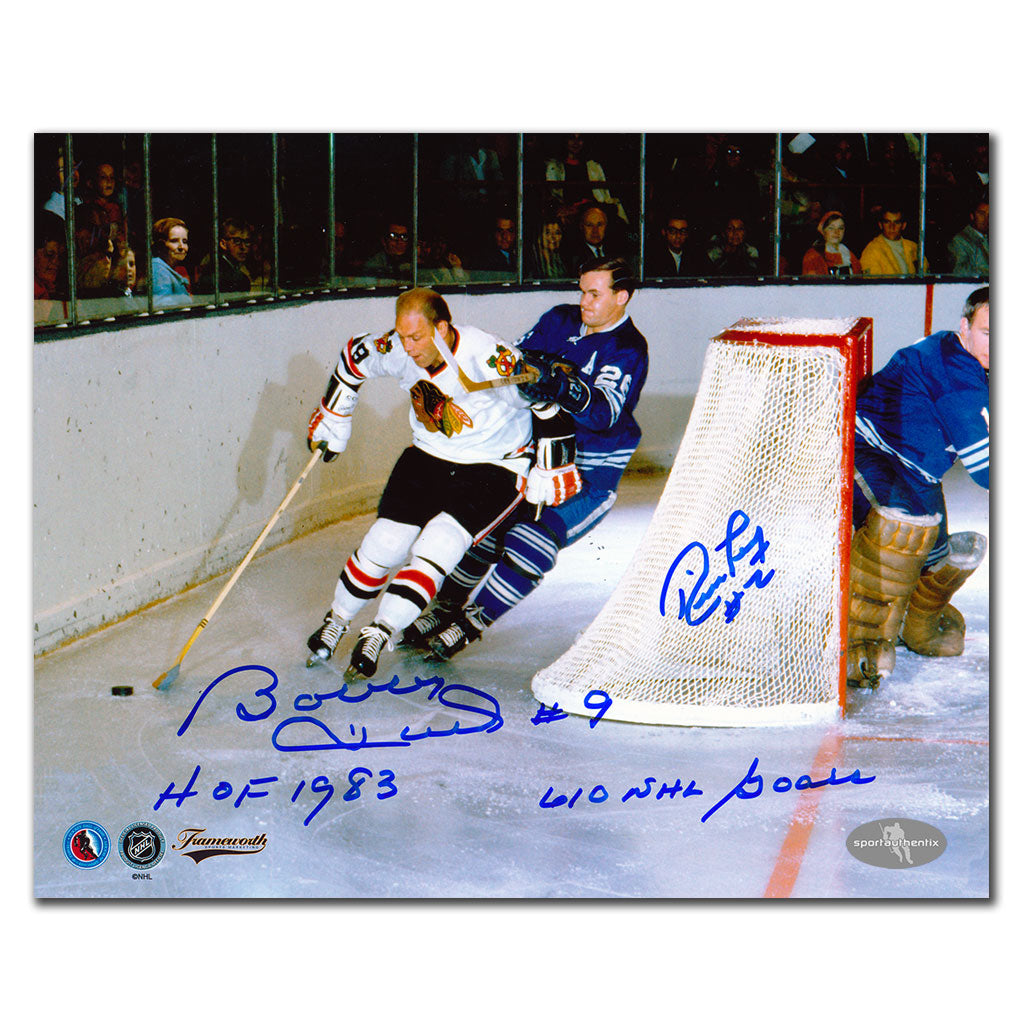 Bobby Hull vs Rick Ley Dual Autographed 8x10 Photo - Sport Authentix Inc
