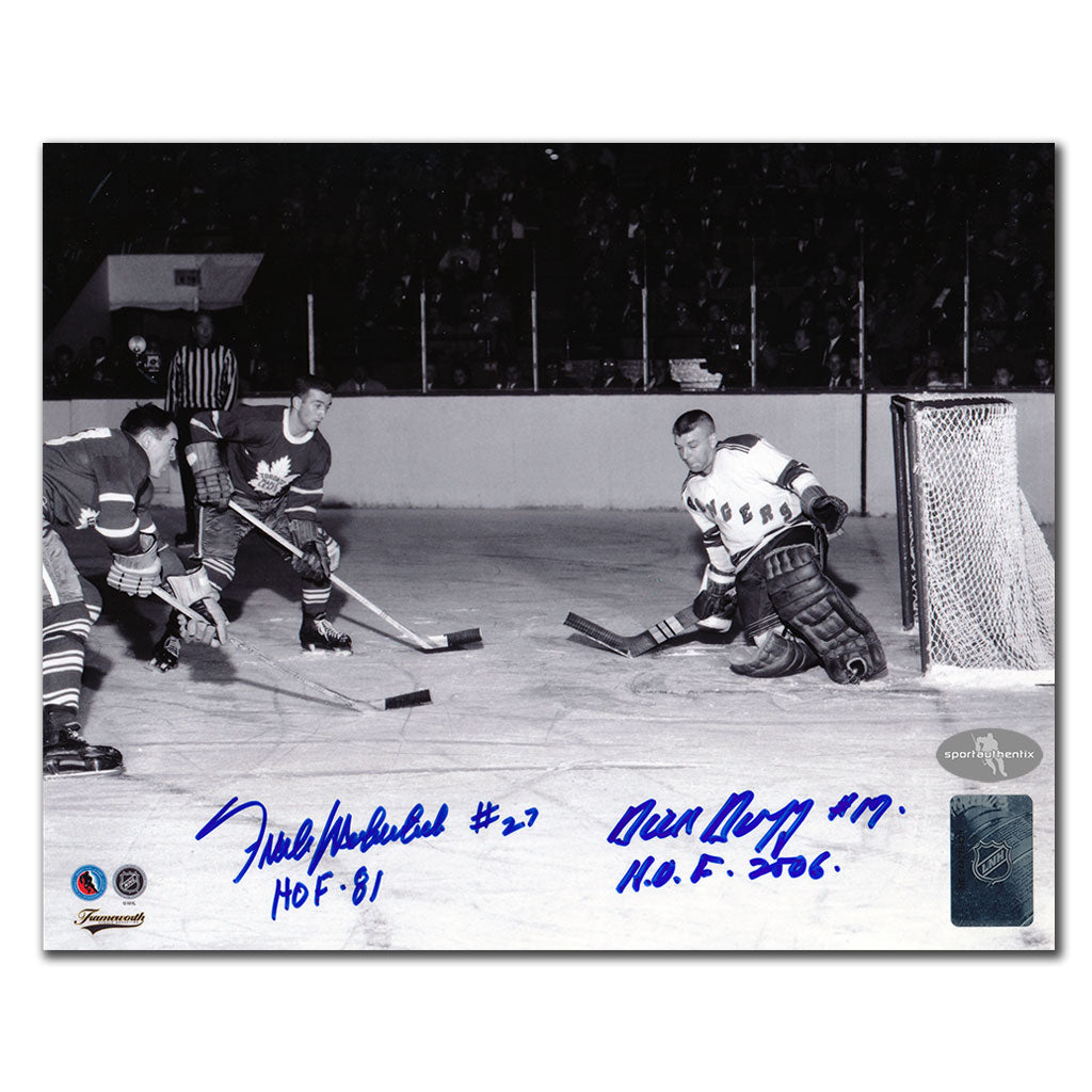 Frank Mahovlich et Dick Duff Maple Leafs de Toronto double photo dédicacée 8 x 10