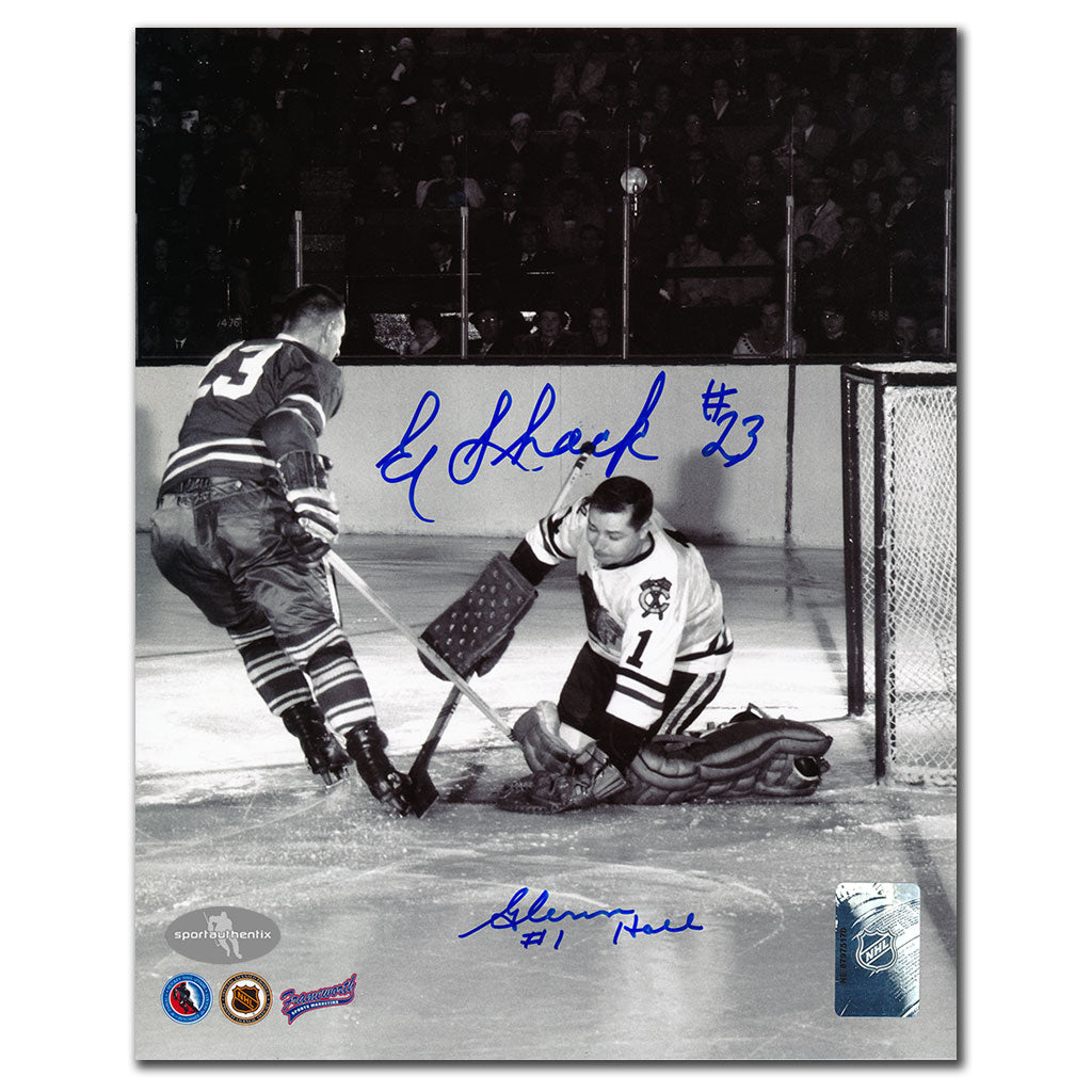 Glenn Hall vs Ed Shack Dual Autographed 8x10 Photo