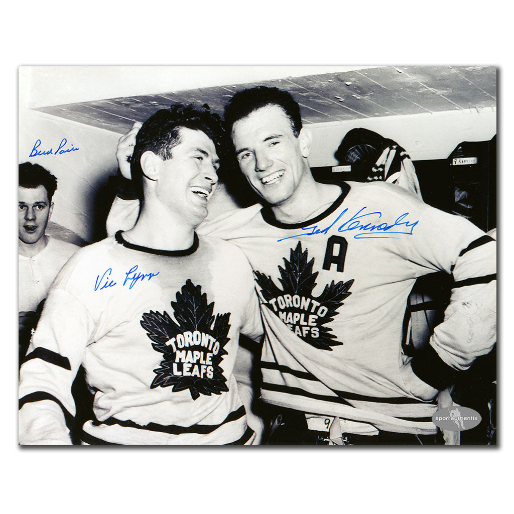 Ted Kennedy Bud Poile Vic Lynn Toronto Maple Leafs Triple Autographed 8x10 Photo