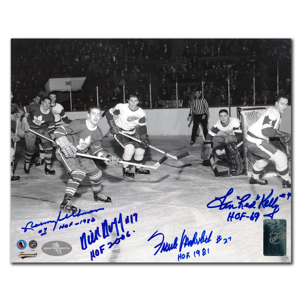 Frank Mahovlich & Dick Duff vs Norm Ullman & Red Kelly Autographed 8x10 Photo