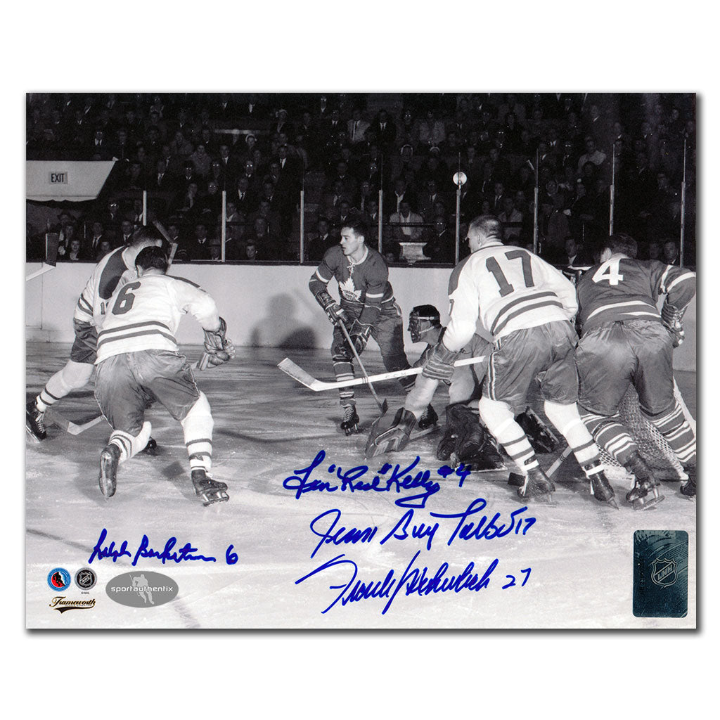 Frank Mahovlich & Red Kelly vs Jean Guy Talbot & Ralph Backstrom Autographed 8x10 Photo