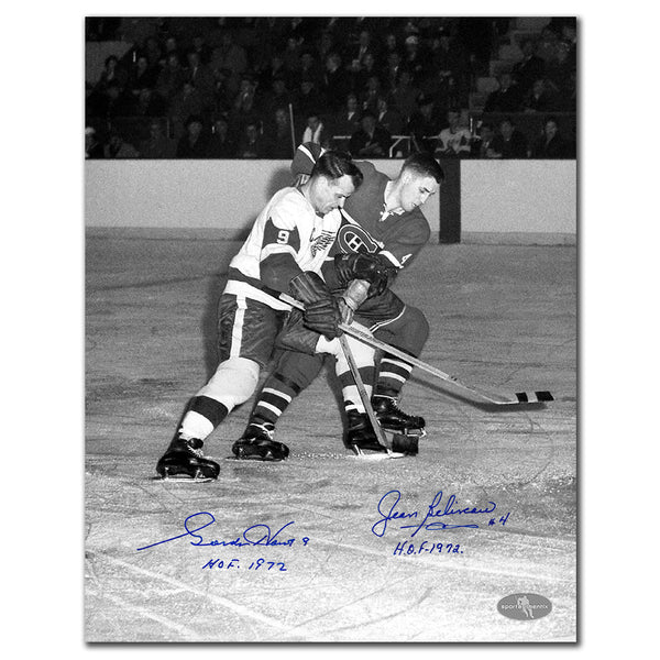 Gordie Howe and Jean Beliveau autographed 11x14 hockey photo with HOF 1972 added