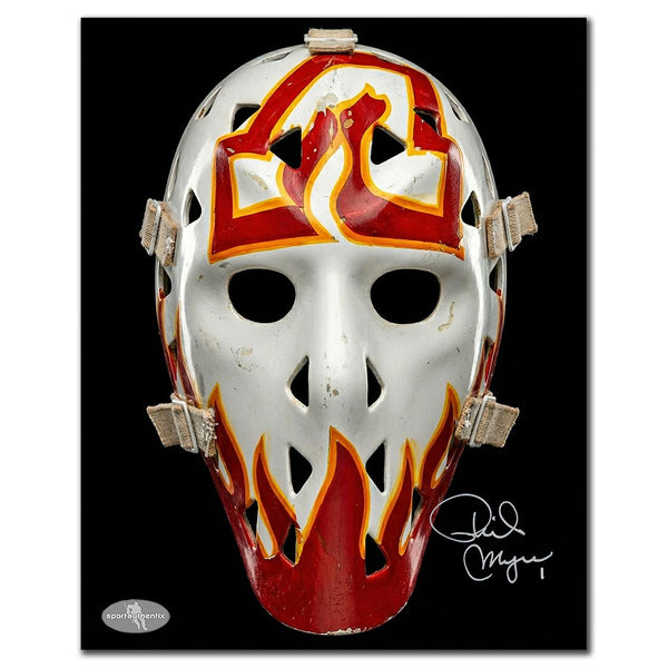 Phil Myre autographed Atlanta Flames 8x10 photo featuring signed goalie mask