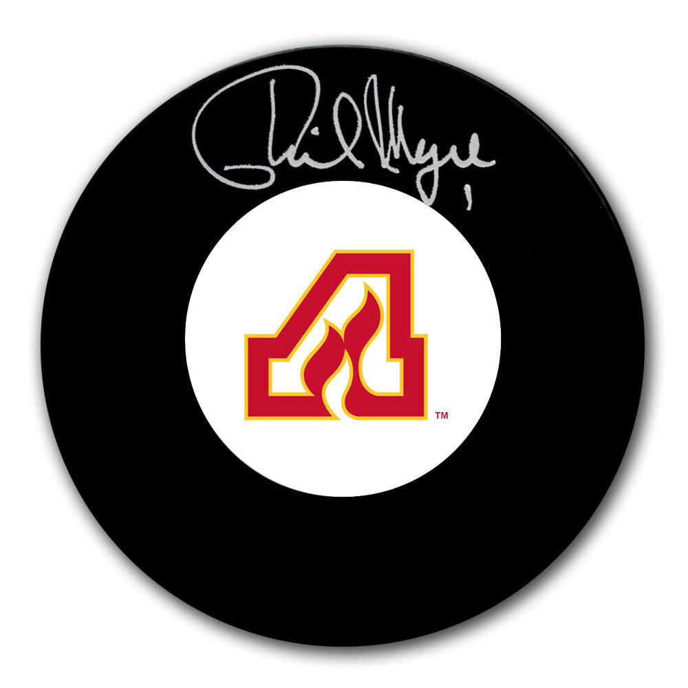 Phil Myre autographed Atlanta Flames hockey puck