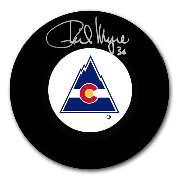 Phil Myre autographed Colorado Rockies hockey puck