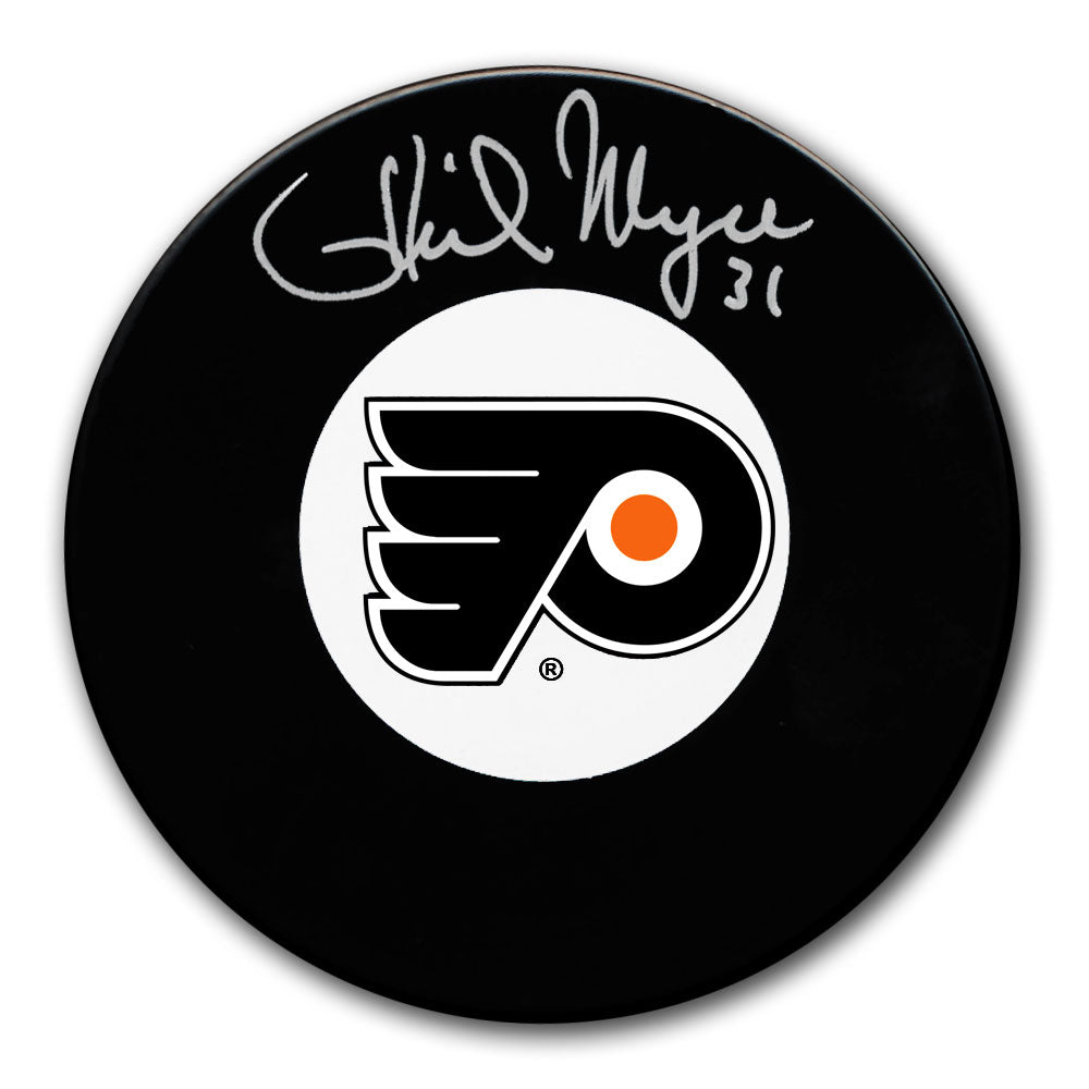 Phil Myre autographed Philadelphia Flyers hockey puck