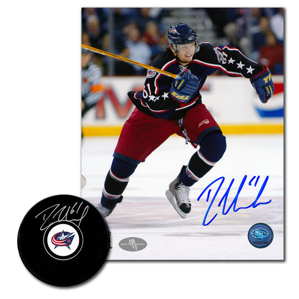 Rick Nash Autographed Columbus Blue Jackets Hockey Puck & 8x10 Photo Combo