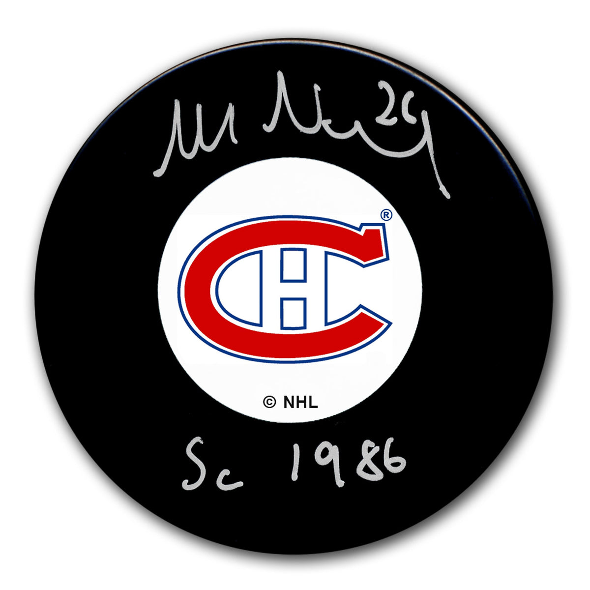 Mats Naslund Montreal Canadiens 1986 Stanley Cup Original 6 Autographed Puck - Sport Authentix Inc