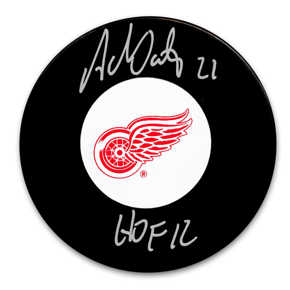 Adam Oates Detroit Red Wings HOF Autographed Puck