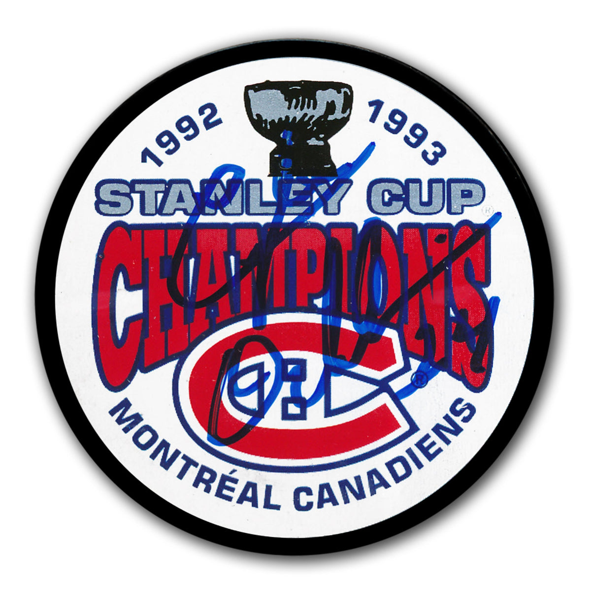 Lyle Odelein Montreal Canadiens 1993 Stanley Cup Champions Autographed Puck - Sport Authentix Inc