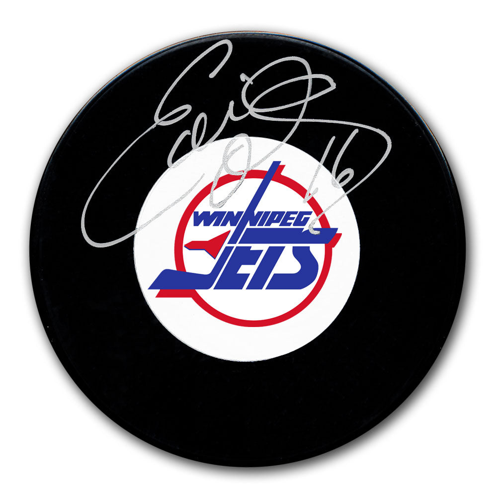 Ed Olczyk Autographed Winnipeg Jets Hockey Puck
