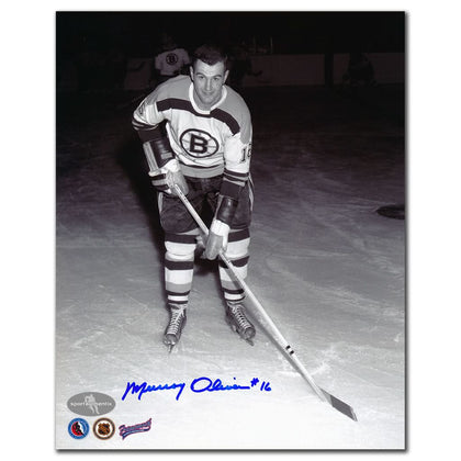 Murray Oliver Boston Bruins signed 8x10 photo, featuring his blue autograph on the glossy print—a top collectible display piece.