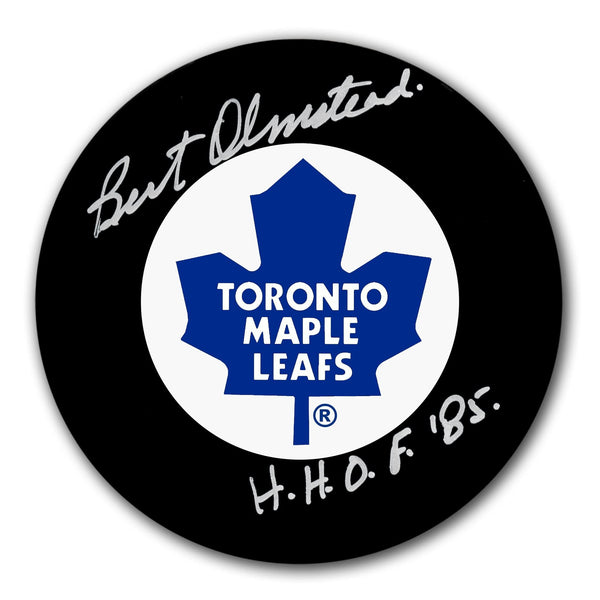 Authentic Bert Olmstead Toronto Maple Leafs HOF Autographed Puck - SportAuthentix