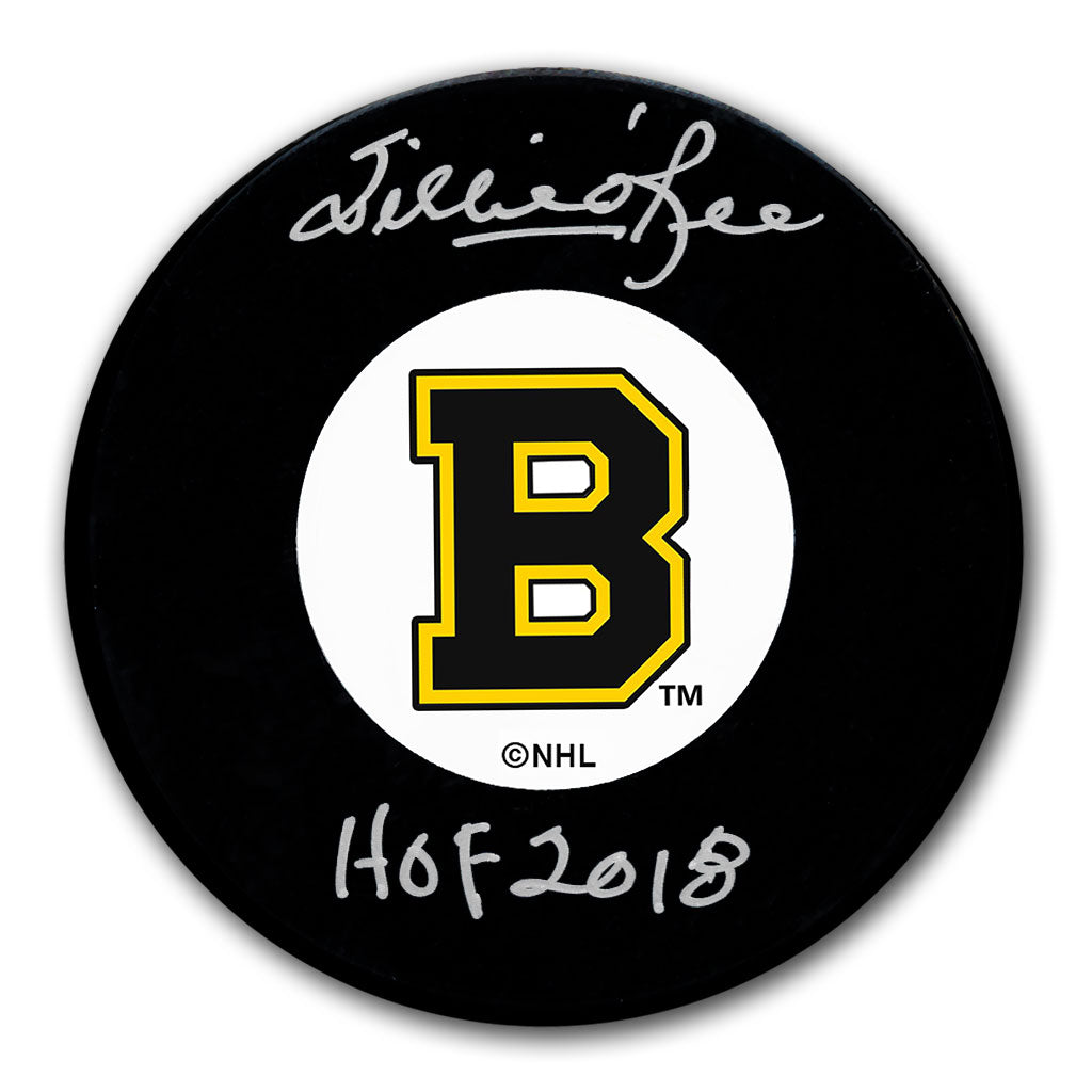 Willie O'Ree autographed Boston Bruins hockey puck with HOF 2018 inscription