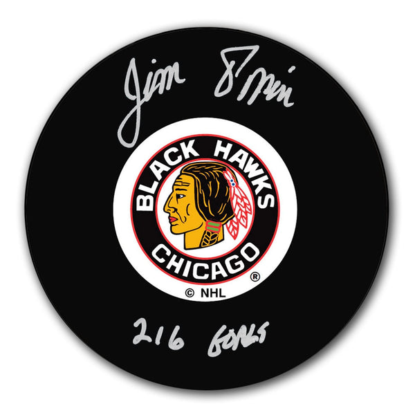 Authentic Jim Pappin Chicago Blackhawks 216 Goals Autographed Puck - SportAuthentix