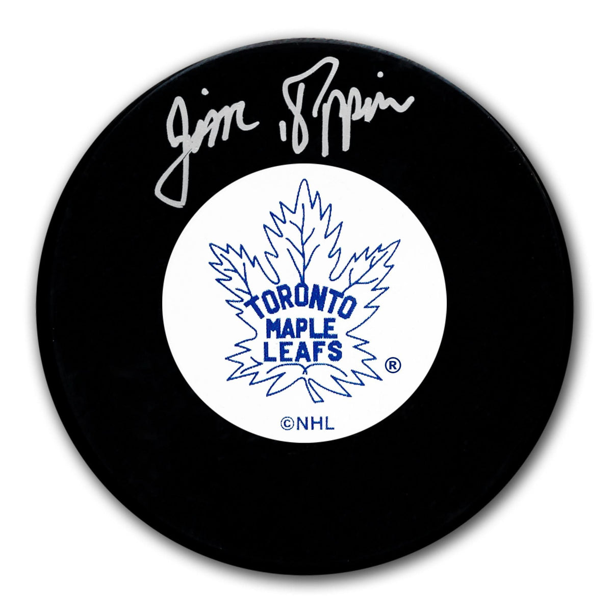 Authentic Jim Pappin Toronto Maple Leafs Original 6 Autographed Puck - SportAuthentix