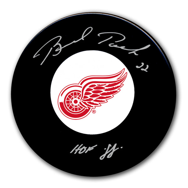 Brad Park autographed Detroit Red Wings hockey puck with HOF 1988 inscription
