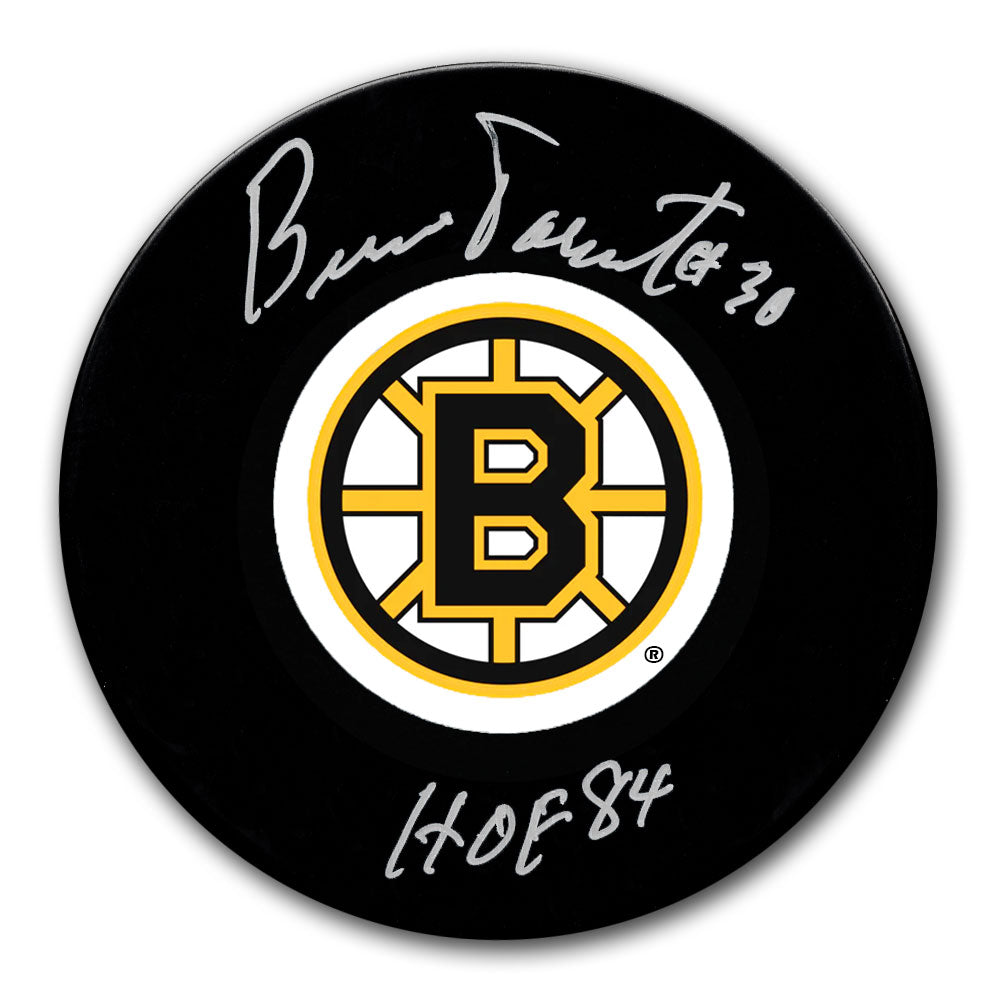 Rondelle autographiée HOF des Bruins de Boston de Bernie Parent