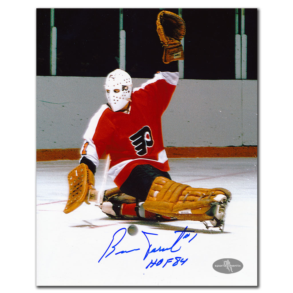 Bernie Parent Flyers de Philadelphie BIG SAVE Autographié 8x10