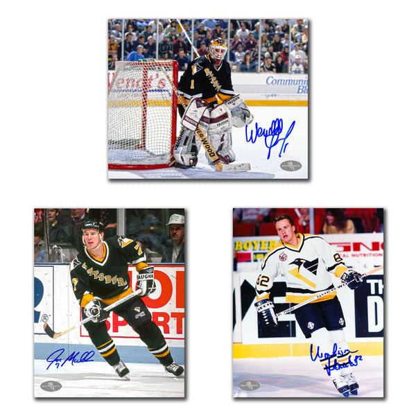 Joe Mullen, Wendell Young and Martin Straka autographed Pittsburgh Penguins 8x10 photo bundle