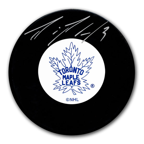 Dion Phaneuf autographed Toronto Maple Leafs hockey puck with silver signature