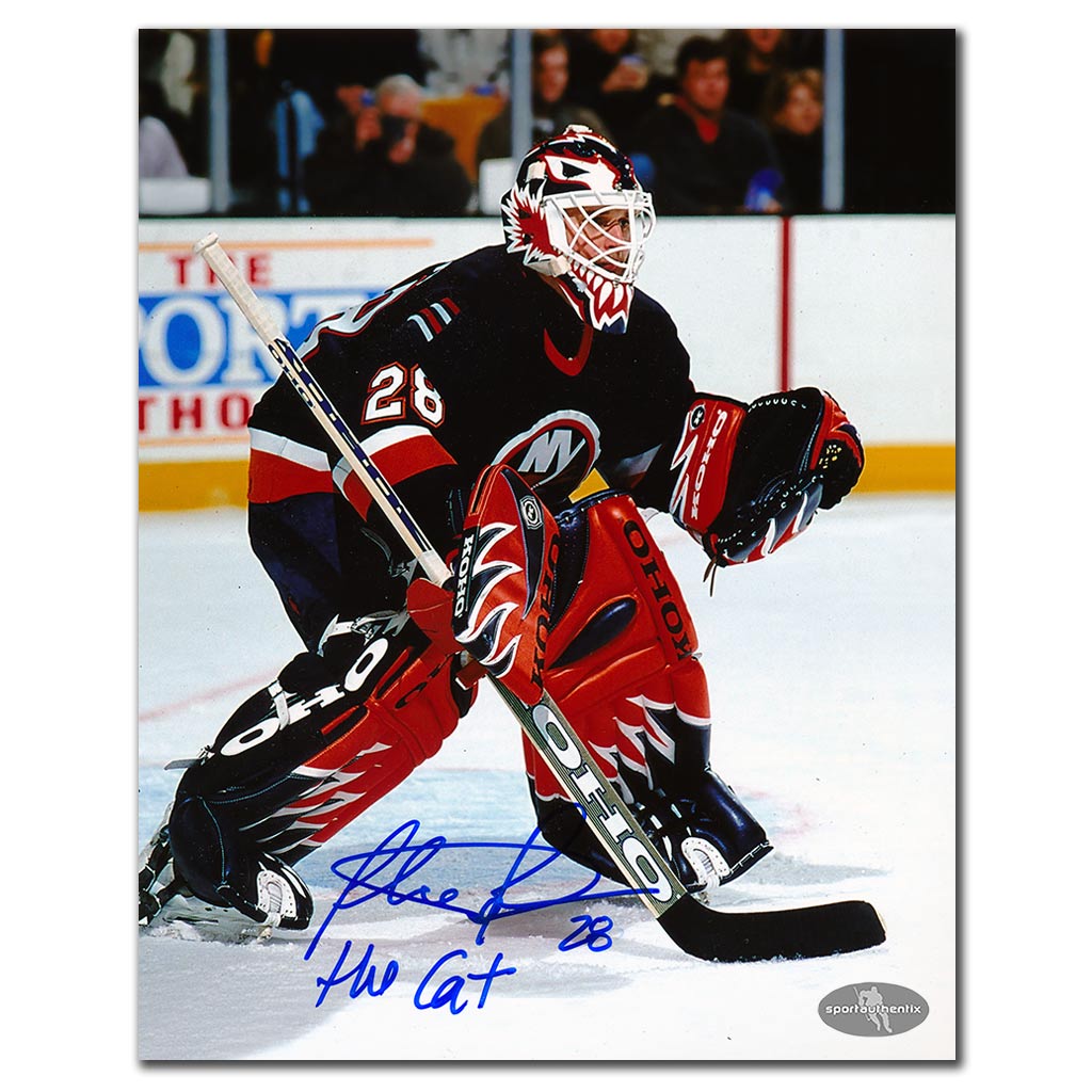 Felix Potvin autographed New York Islanders 8x10 photo with The Cat inscription