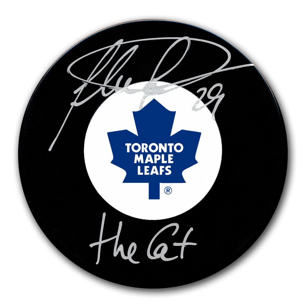 Felix Potvin Toronto Maple Leafs THE CAT signed hockey puck with visible autograph, presented with Certificate of Authenticity.