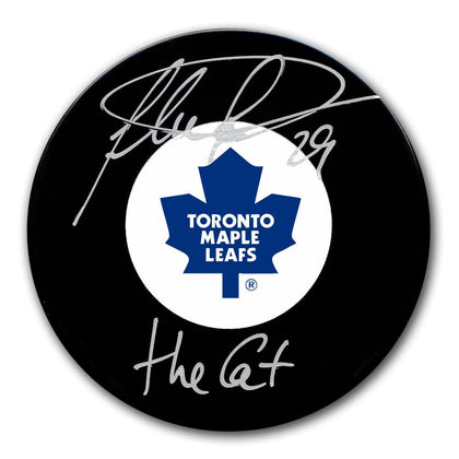 Felix Potvin Toronto Maple Leafs THE CAT signed hockey puck with visible autograph, presented with Certificate of Authenticity.
