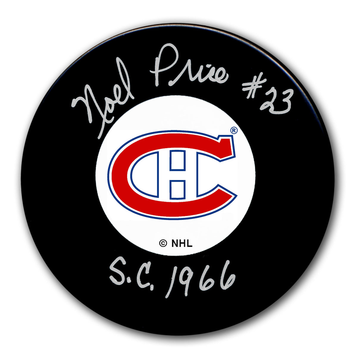 Noel Price Montreal Canadiens 1966 Stanley Cup Original 6 Autographed Puck - Sport Authentix Inc