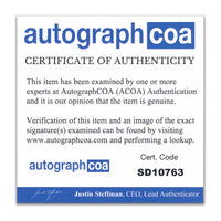 AutographCOA certificate card for Jean Reno and Natalie Portman signed photo, certification SD10763