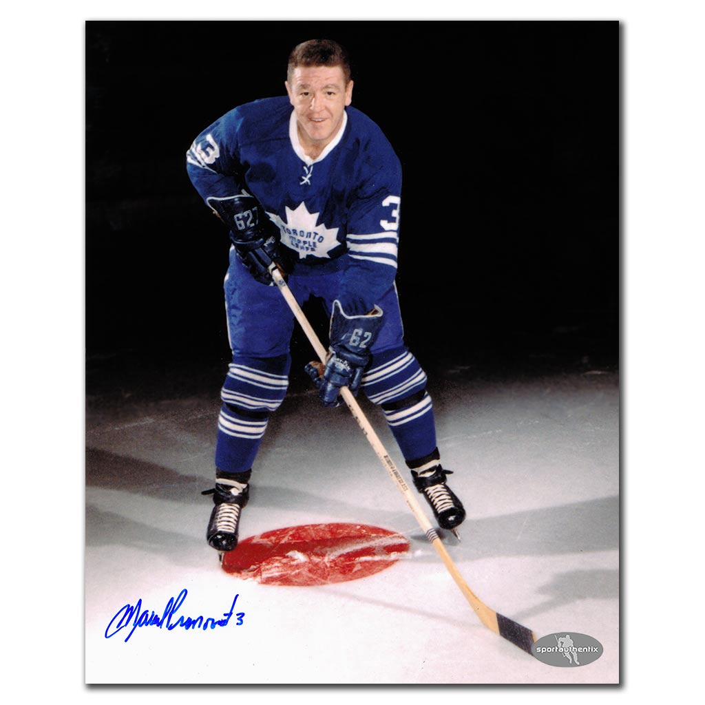 Marcel Pronovost autographed Toronto Maple Leafs 8x10 blue jersey pose photo