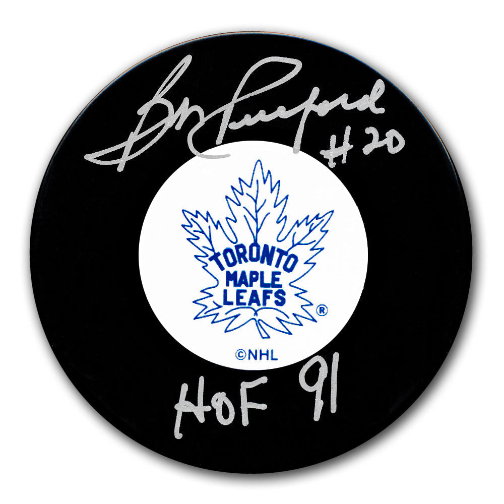Rondelle autographiée HOF des Maple Leafs de Toronto de Bob Pulford