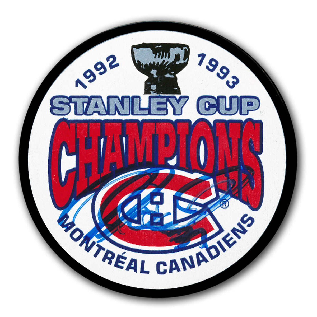 Andre Racicot Montreal Canadiens 1993 Stanley Cup Champions Autographed Puck - Sport Authentix Inc