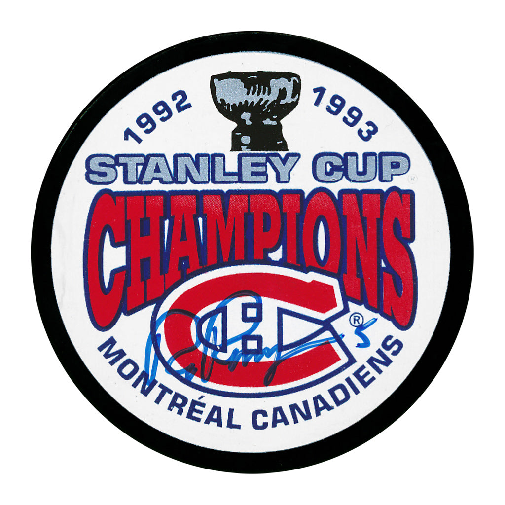 Rob Ramage autographed Montreal Canadiens 1993 Stanley Cup Champions hockey puck