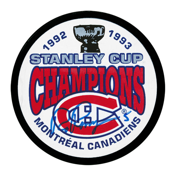 Rob Ramage autographed Montreal Canadiens 1993 Stanley Cup Champions hockey puck