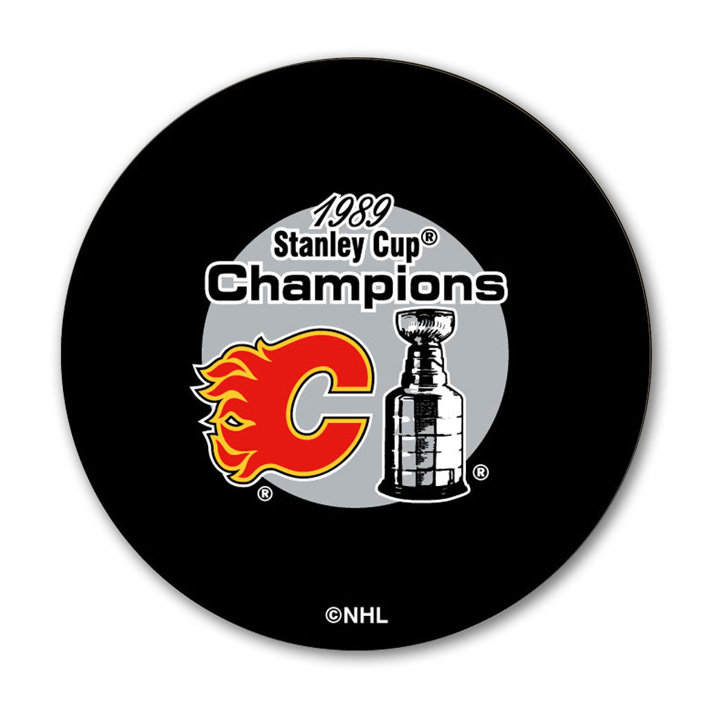 Calgary Flames 1989 Stanley Cup Champions hockey puck for Rob Ramage autograph pre-order