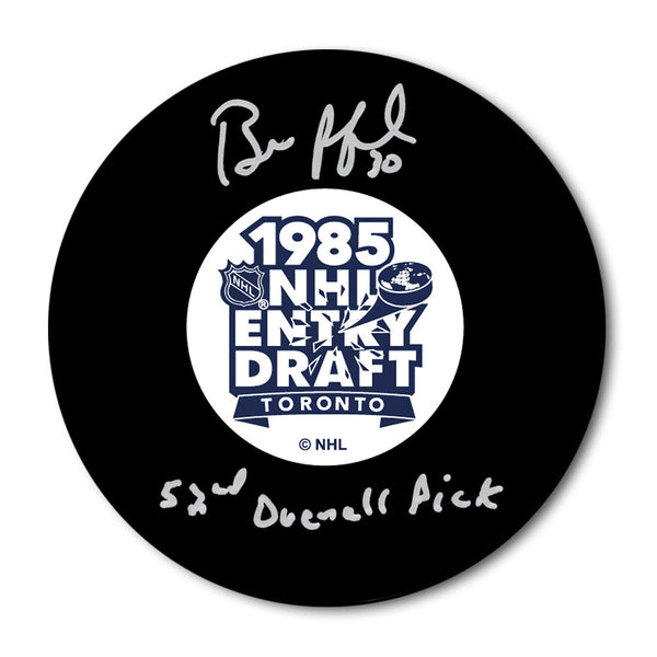 Bill Ranford autographed 1985 NHL Draft puck with 52nd Overall Pick inscription