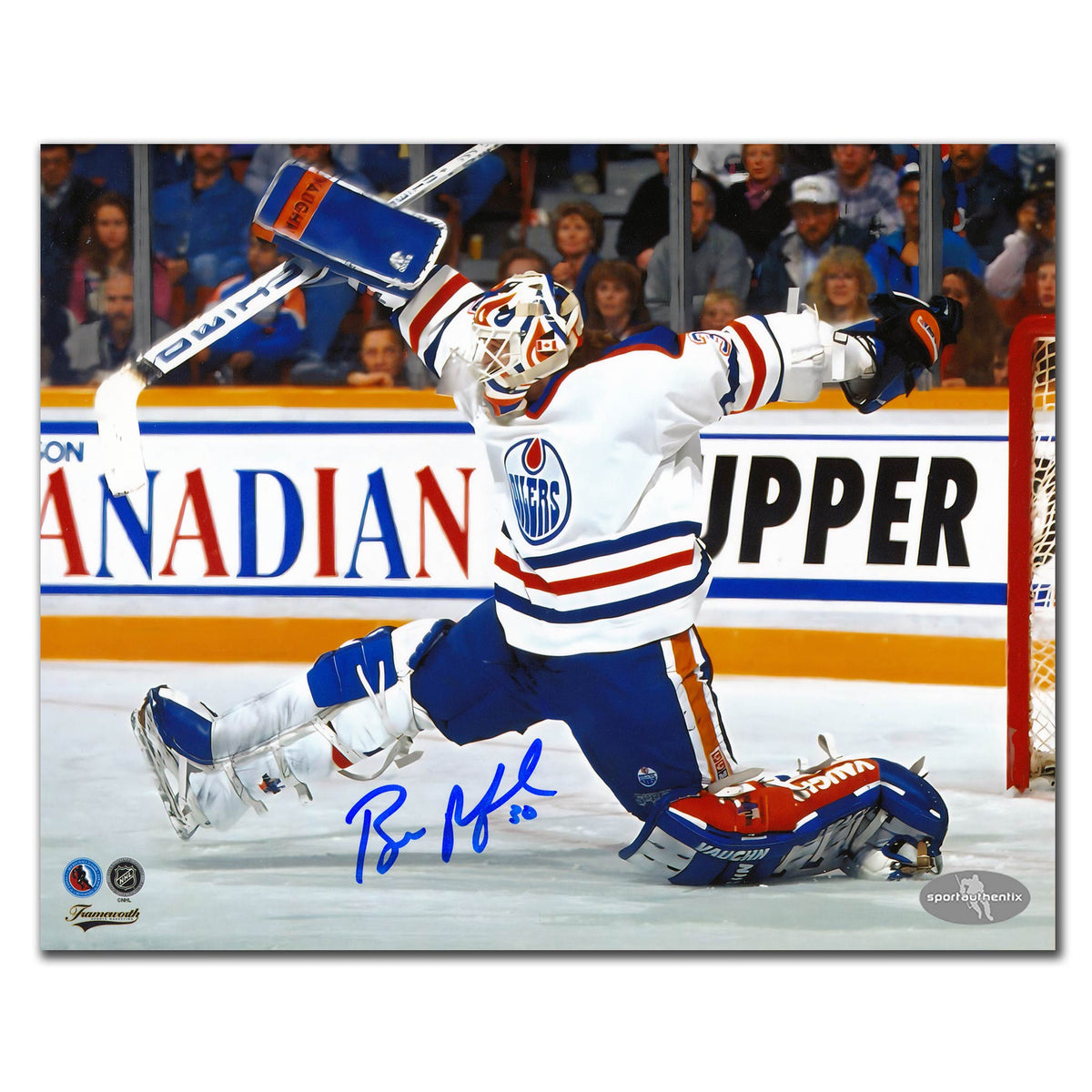 Bill Ranford Edmonton Oilers Big Save Autographed 8x10 - Sport Authentix Inc