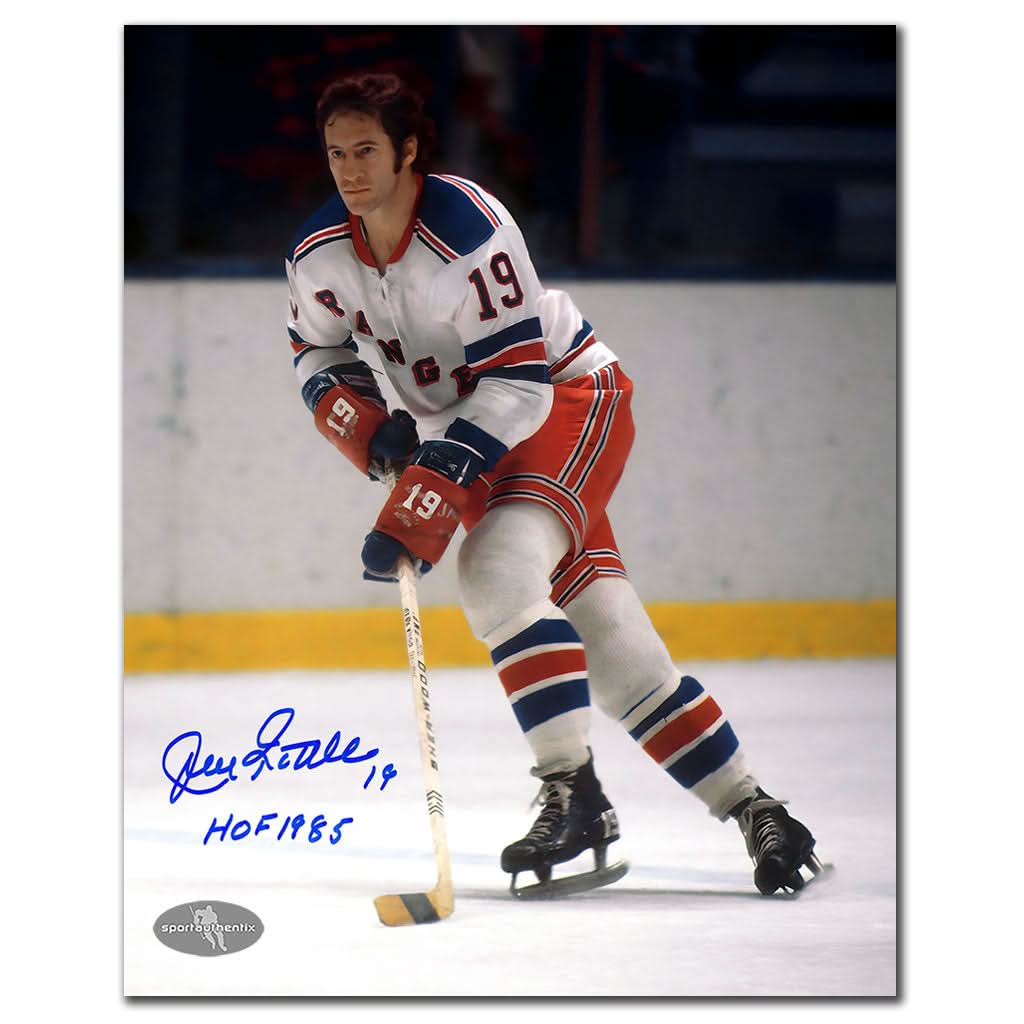 Authentic Jean Ratelle New York Rangers WHITE JERSEY Autographed 8x10 - SportAuthentix