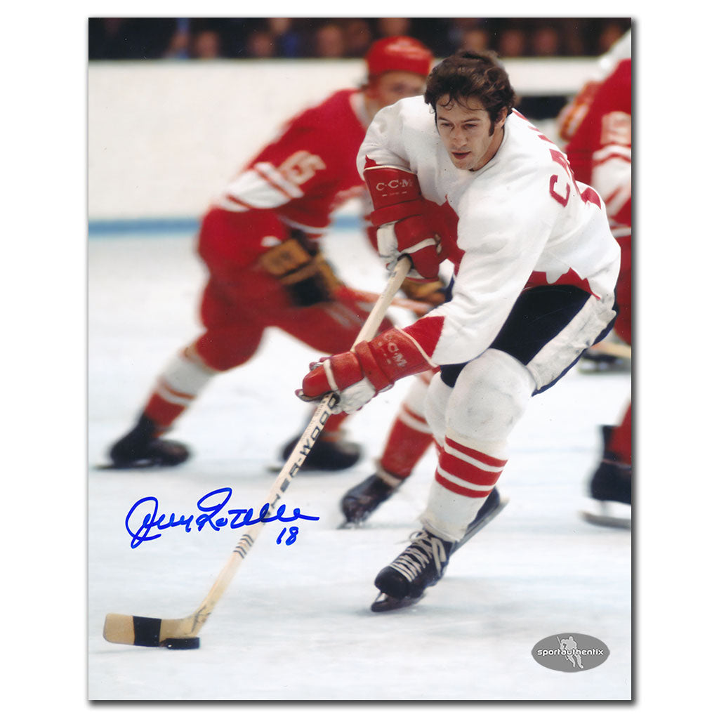 Jean Ratelle Team Canada 1972 Summit Series WHITE JERSEY Autographed 8x10 - Sport Authentix Inc