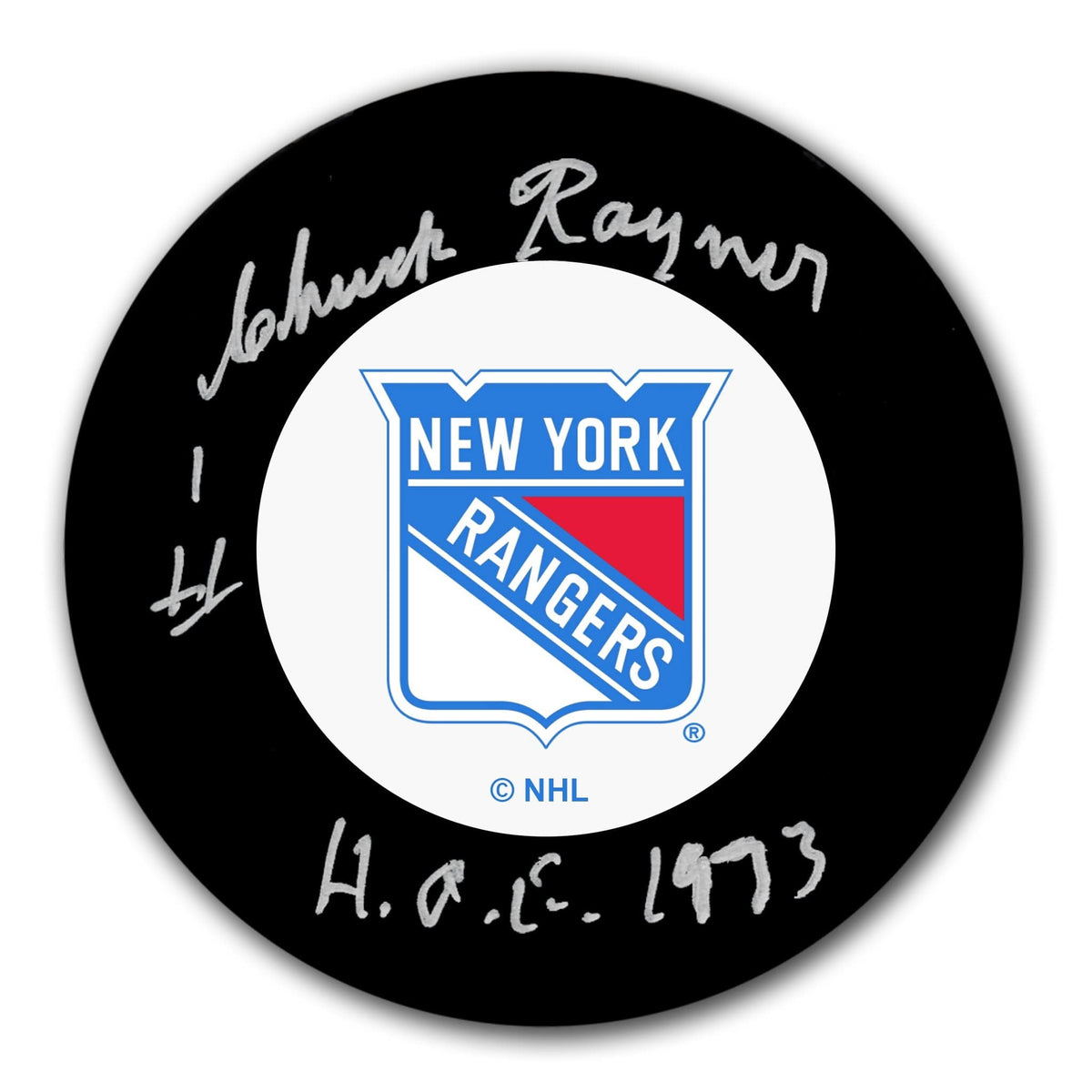 Authentic Chuck Rayner New York Rangers HOF Autographed Puck - SportAuthentix