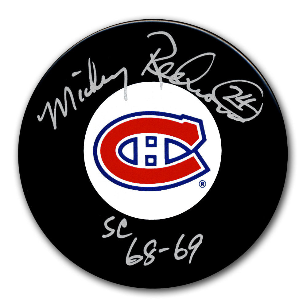 Rondelle autographiée des années SC des Canadiens de Montréal Mickey Redmond
