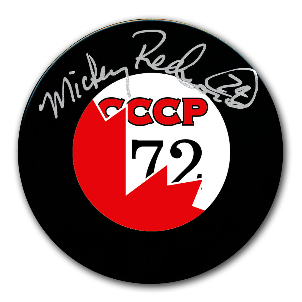 Rondelle autographiée de la série Summit 1972 de Mickey Redmond d'Équipe Canada