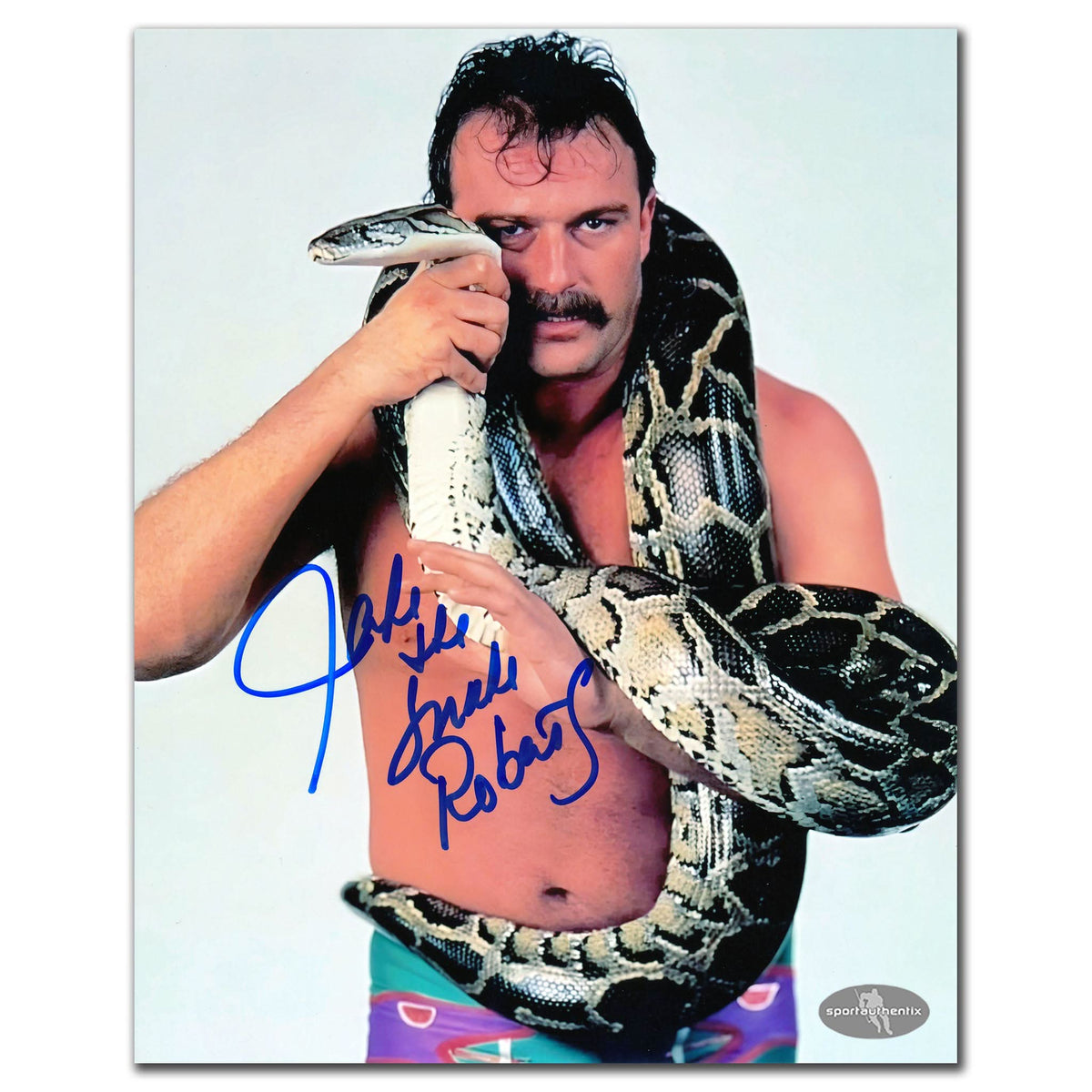 Authentic Jake The Snake Roberts WWE Wrestling DAMIEN Autographed 8x10 - SportAuthentix