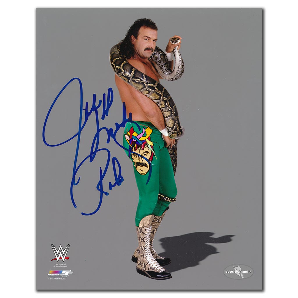 Jake The Snake Roberts signed WWE 8x10 photo in snake pose